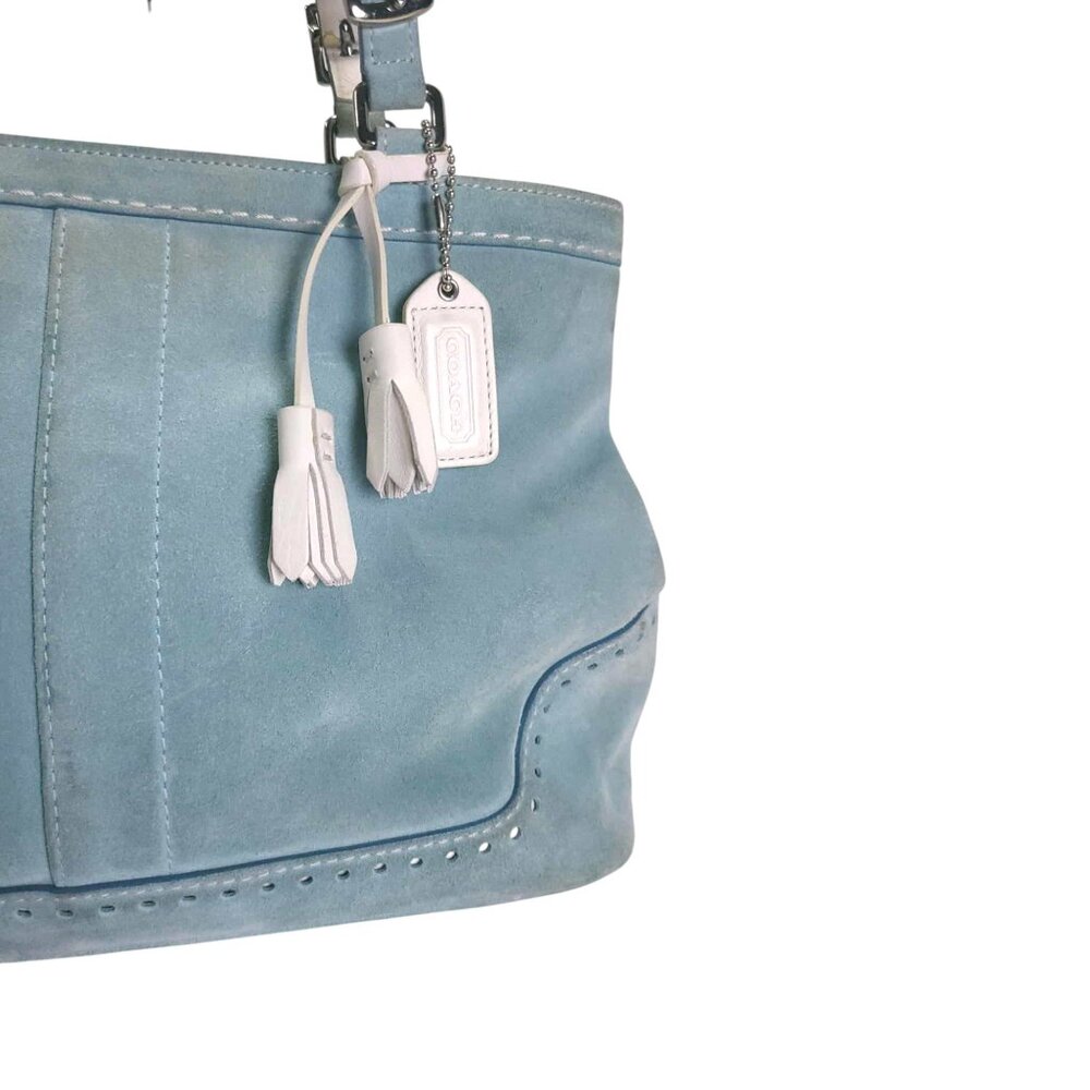 COACH Vintage Hamptons Aquamarine  Y2K Suede Satchel with Wristlet - Picture 2 of 13